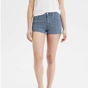 striped high rise jean shorts